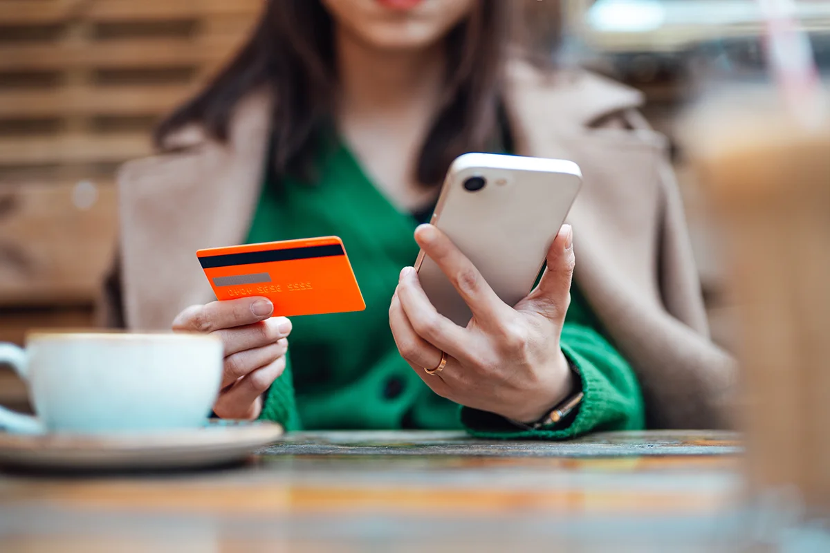 woman with debit card